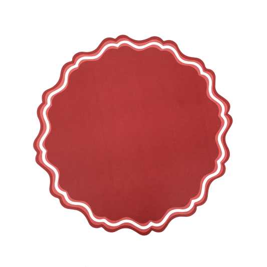 Red Fancy Scallop Paper Placemats