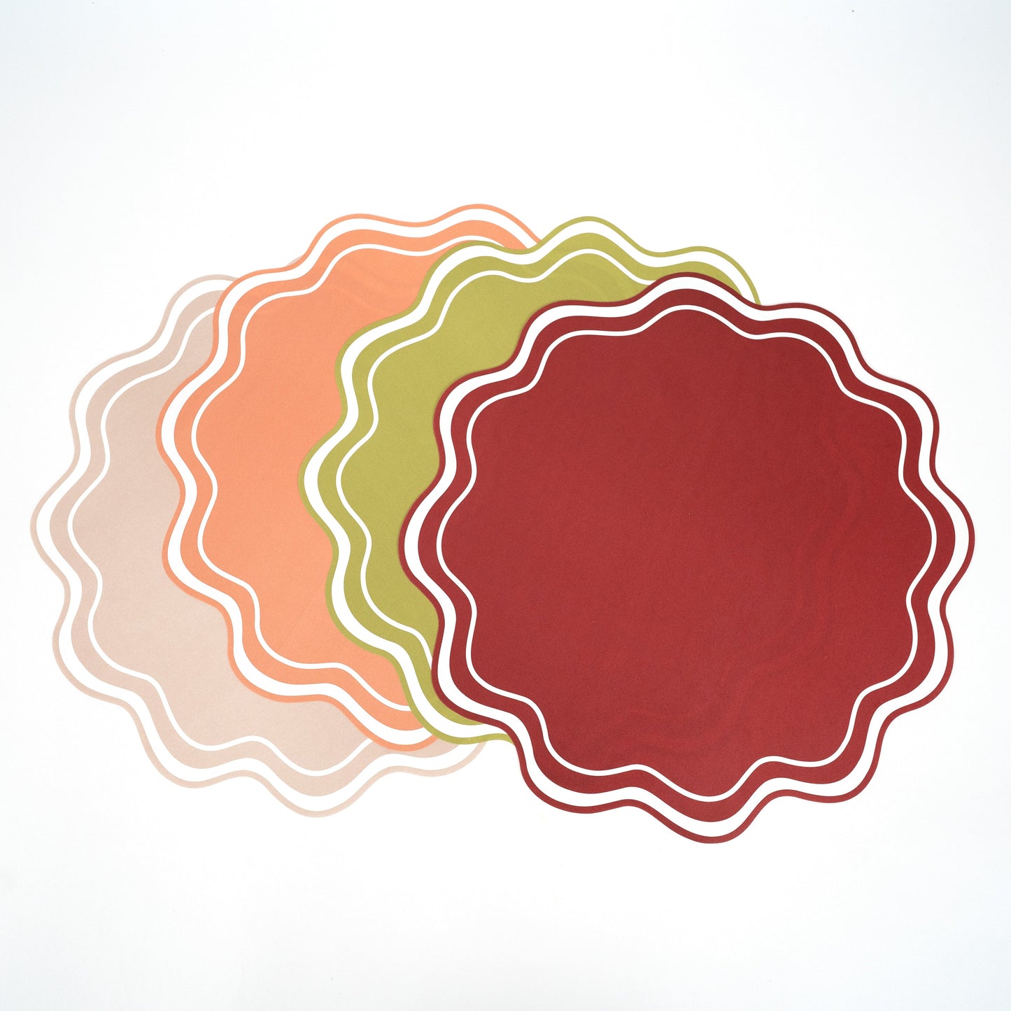 Orange Wavy Scallop Paper Placemats