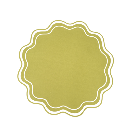 Green Wavy Scallop Paper Placemats