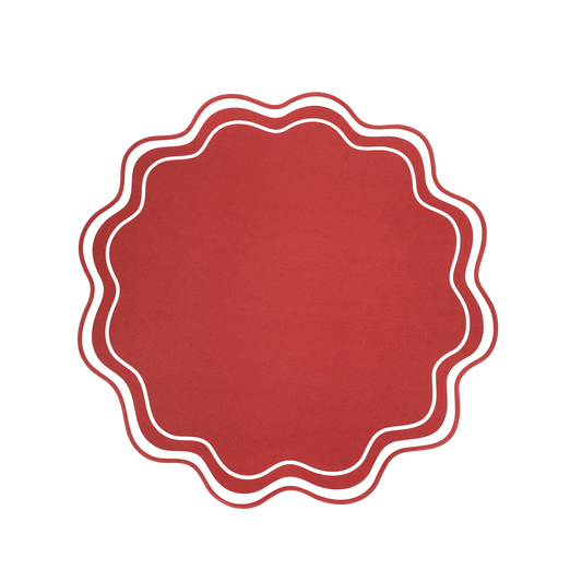 Red Wavy Scallop Paper Placemats