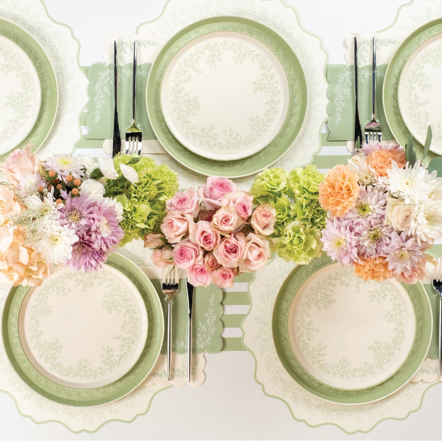 Floral Elegance Sage Dessert Plates