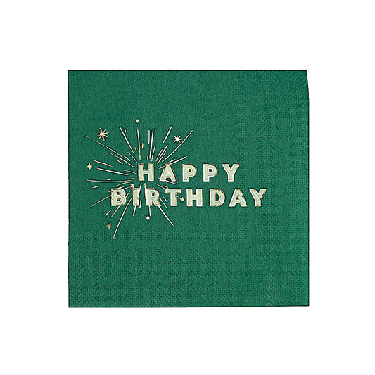 Green Happy Birthday Beverage Napkins