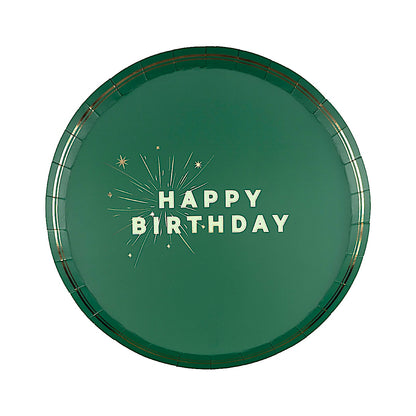 Green Happy Birthday Dessert Plates
