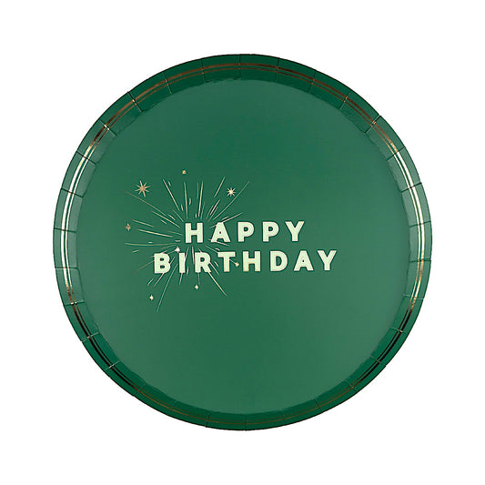 Green Happy Birthday Dessert Plates
