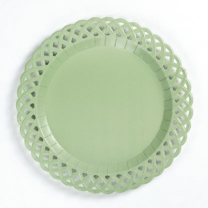 Sage Basketweave Dinner Paper Plates
