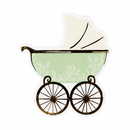 Sage Baby Carriage Beverage Napkins