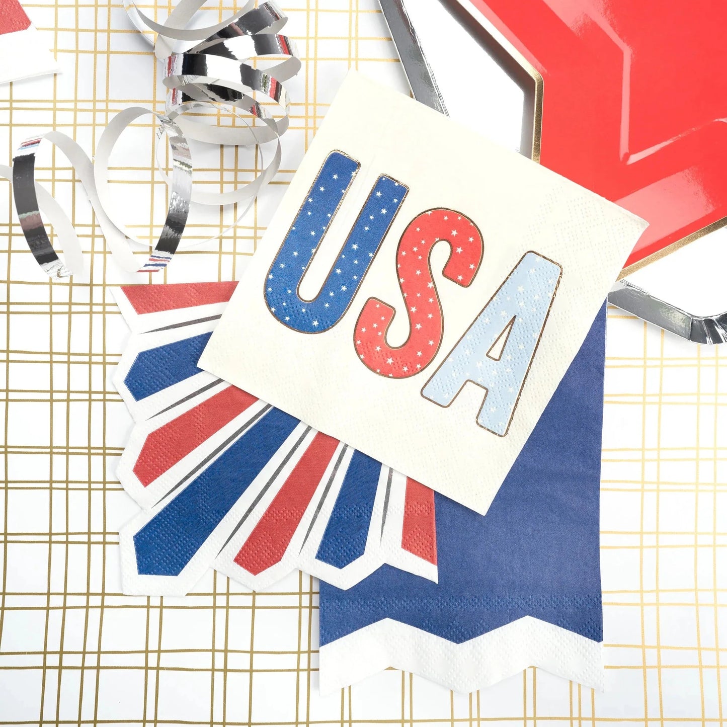 Americana Chic Beverage Napkins