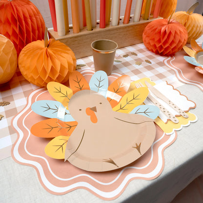 Orange Wavy Scallop Paper Placemats