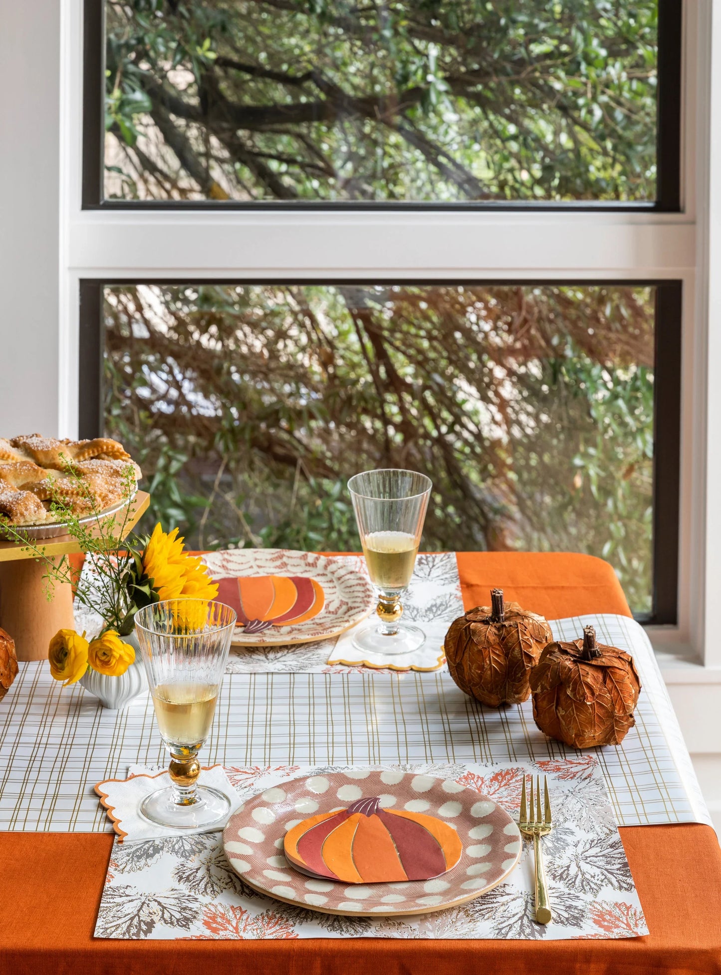 Falling Leaves Paper Placemats w/ Foil Accents