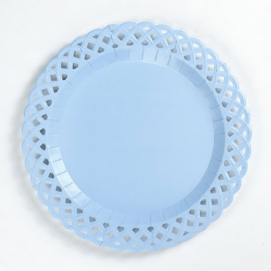 Light Blue Basketweave Dinner Paper Plates