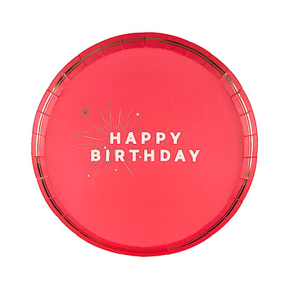 Pink Happy Birthday Dessert Plates
