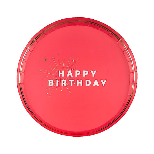Pink Happy Birthday Dessert Plates