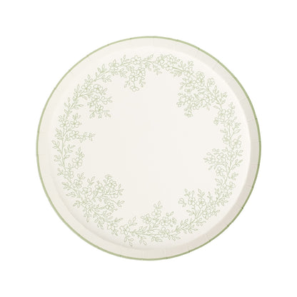 Floral Elegance Sage Dessert Plates