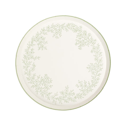 Floral Elegance Sage Dessert Plates
