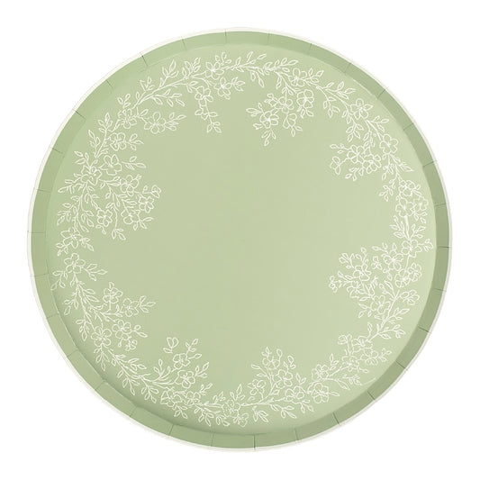 Floral Elegance Sage Dinner Plates