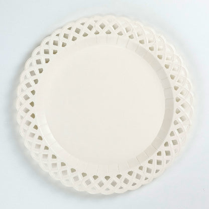 White Basketweave Dinner Paper Plates