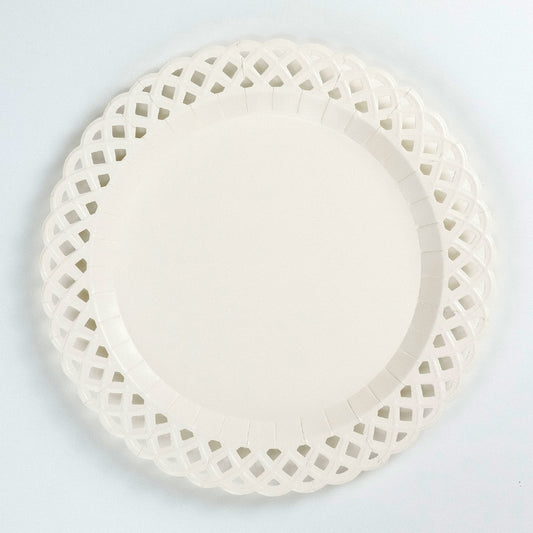 White Basketweave Dinner Paper Plates